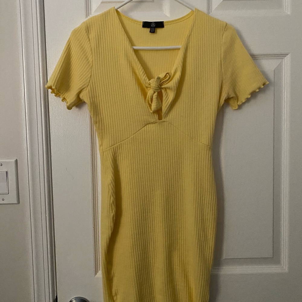 Yellow body con dress